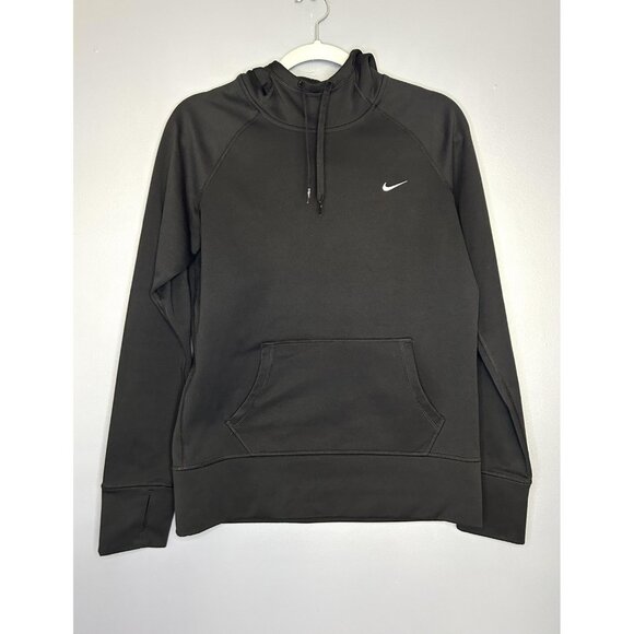 Nike Therma-Fit All Time Hoodie Womens M Black Pullover Kangaroo Pocket 548804 - Picture 1 of 11